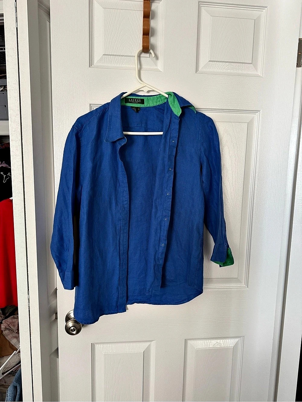 Lauren Ralph Lauren Women's Blue & Green Button Down Size Medium